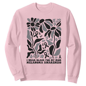 I Wear Black For My Mom Sweatshirt Melanoma Support Squad TS12 Light Pink Print Your Wear