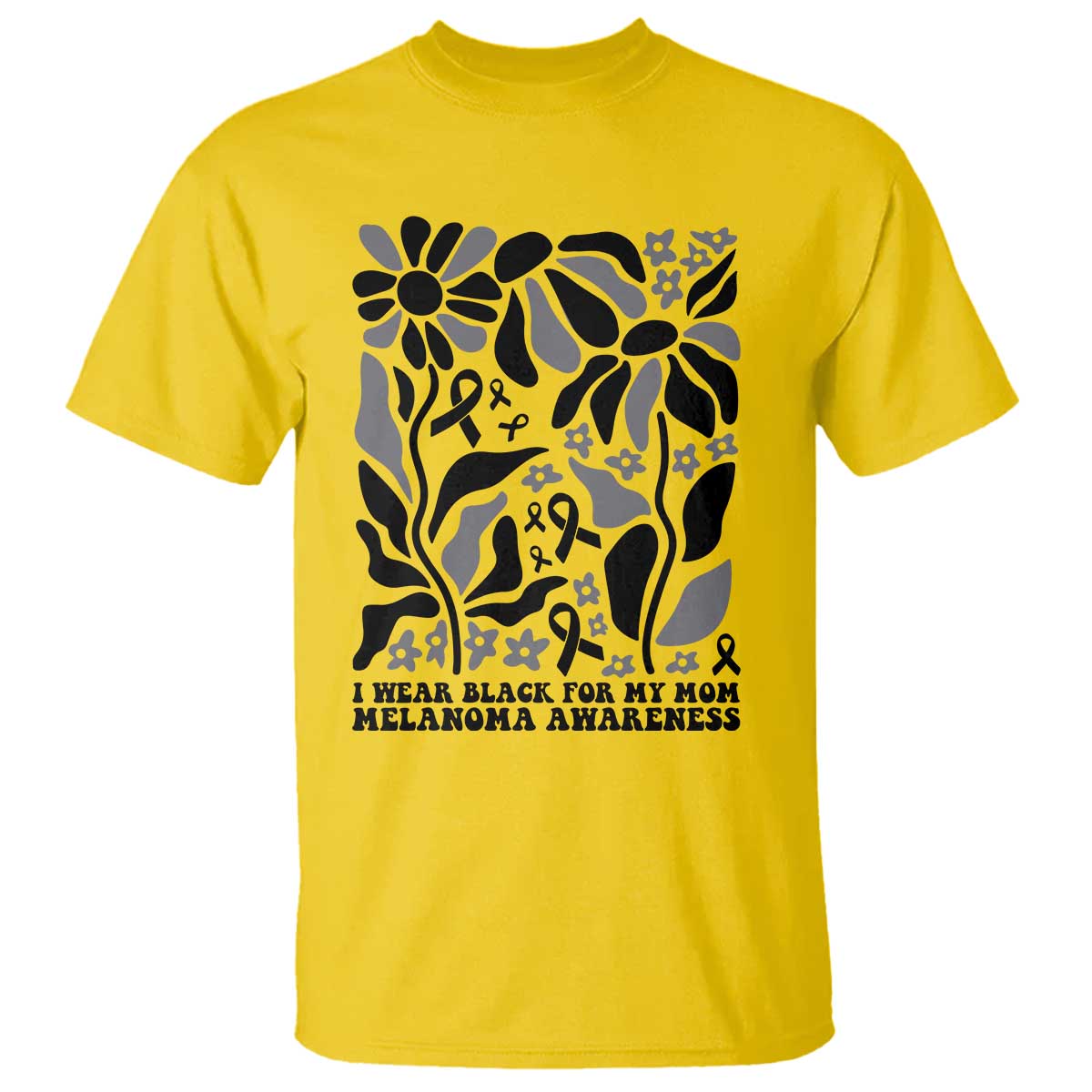 I Wear Black For My Mom T Shirt Melanoma Support Squad TS12 Daisy Print Your Wear