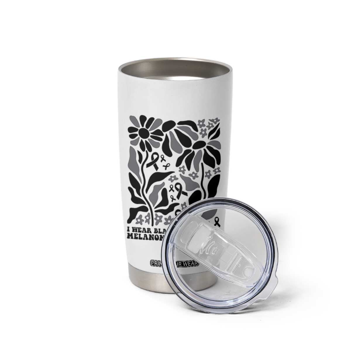 I Wear Black For My Mom Tumbler Cup Melanoma Support Squad TS12 Print Your Wear