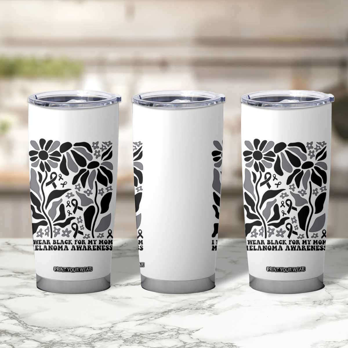 I Wear Black For My Mom Tumbler Cup Melanoma Support Squad TS12 Print Your Wear