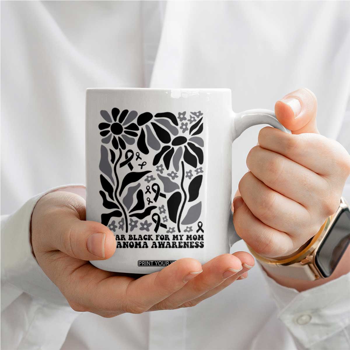 I Wear Black For My Mom Coffee Mug Melanoma Support Squad TS12 Print Your Wear