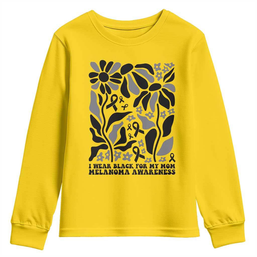 I Wear Black For My Mom Youth Sweatshirt Melanoma Support Squad TS12 Daisy Print Your Wear