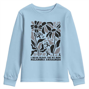 I Wear Black For My Mom Youth Sweatshirt Melanoma Support Squad TS12 Light Blue Print Your Wear