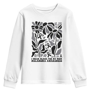 I Wear Black For My Mom Youth Sweatshirt Melanoma Support Squad TS12 White Print Your Wear