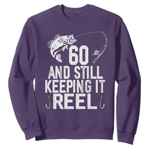 Personalized 60th Birthday Fishing Sweatshirt Custom Number Bday Still Keeping It Reel TS12 Purple Print Your Wear