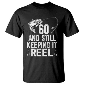 Personalized 60th Birthday Fishing T Shirt Custom Number Bday Still Keeping It Reel TS12 Black Print Your Wear