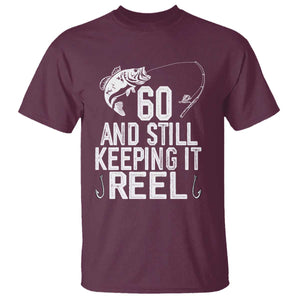 Personalized 60th Birthday Fishing T Shirt Custom Number Bday Still Keeping It Reel TS12 Maroon Print Your Wear