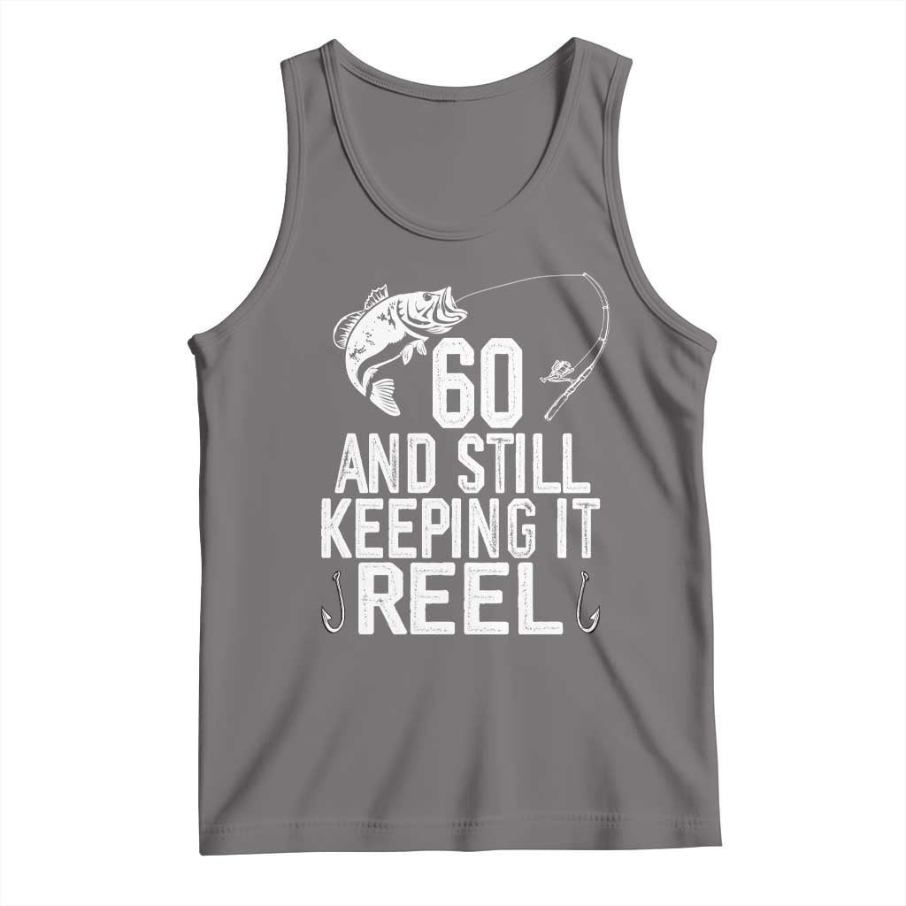 Personalized 60th Birthday Fishing Tank Top Custom Number Bday Still Keeping It Reel TS12 Deep Heather Print Your Wear