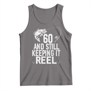 Personalized 60th Birthday Fishing Tank Top Custom Number Bday Still Keeping It Reel TS12 Deep Heather Print Your Wear