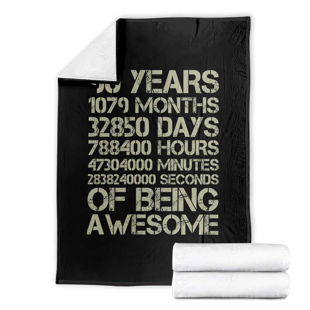 90 Years Of Being Awesome Throw Blanket 90th Birthday Gift Idea TS12 Black Print Your Wear
