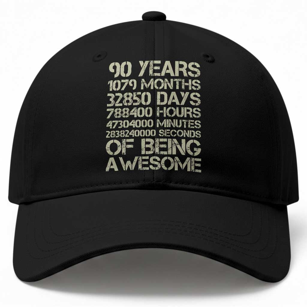90 Years Of Being Awesome Baseball Cap 90th Birthday Gift Idea TS12 Print Your Wear