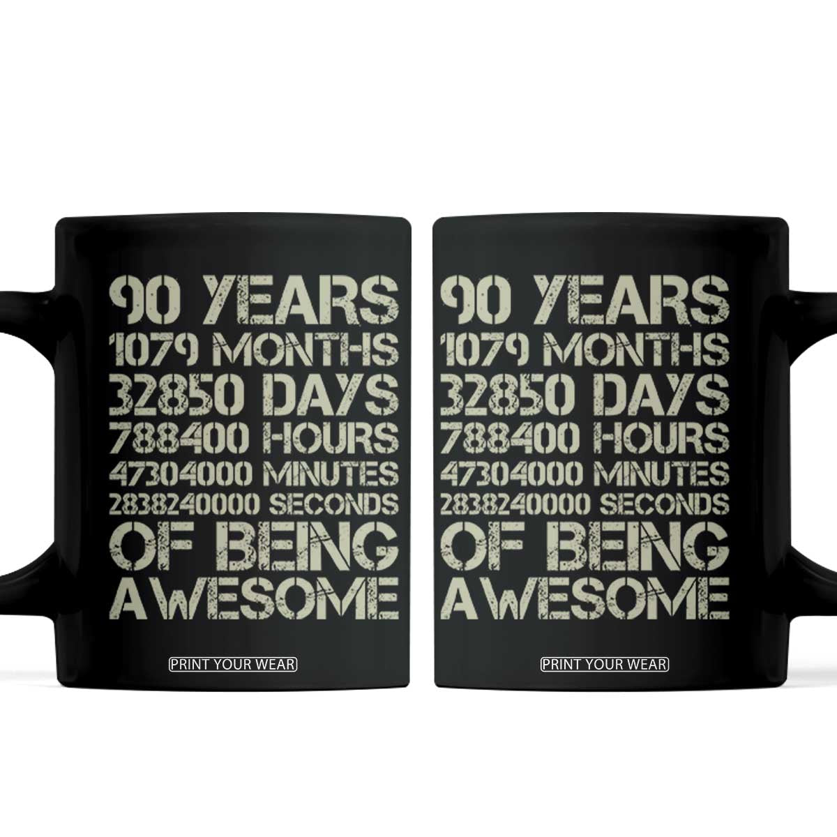 90 Years Of Being Awesome Coffee Mug 90th Birthday Gift Idea TS12 Black Print Your Wear