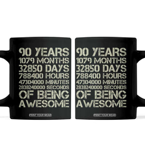 90 Years Of Being Awesome Coffee Mug 90th Birthday Gift Idea TS12 Black Print Your Wear