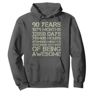 90 Years Of Being Awesome Hoodie 90th Birthday Gift Idea TS12 Dark Heather Print Your Wear