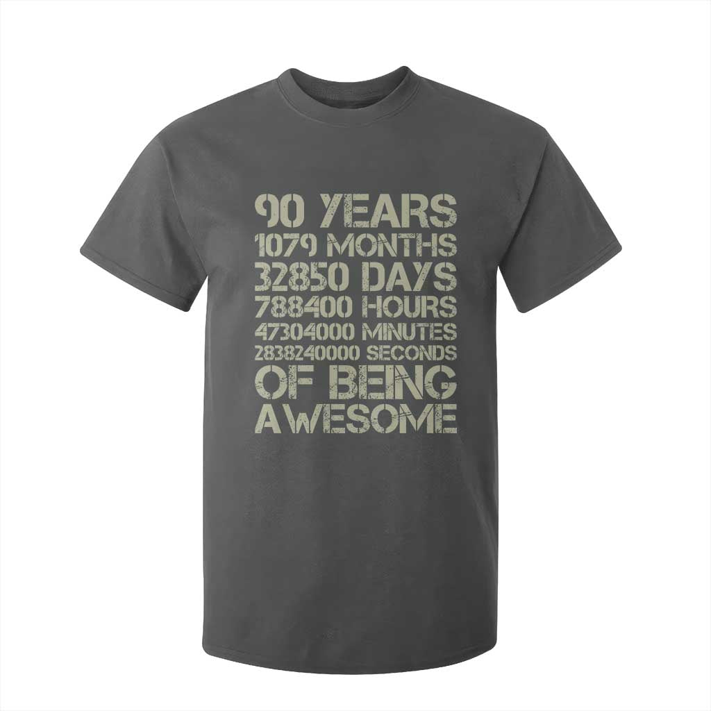 90 Years Of Being Awesome T Shirt For Kid 90th Birthday Gift Idea TS12 Dark Heather Print Your Wear