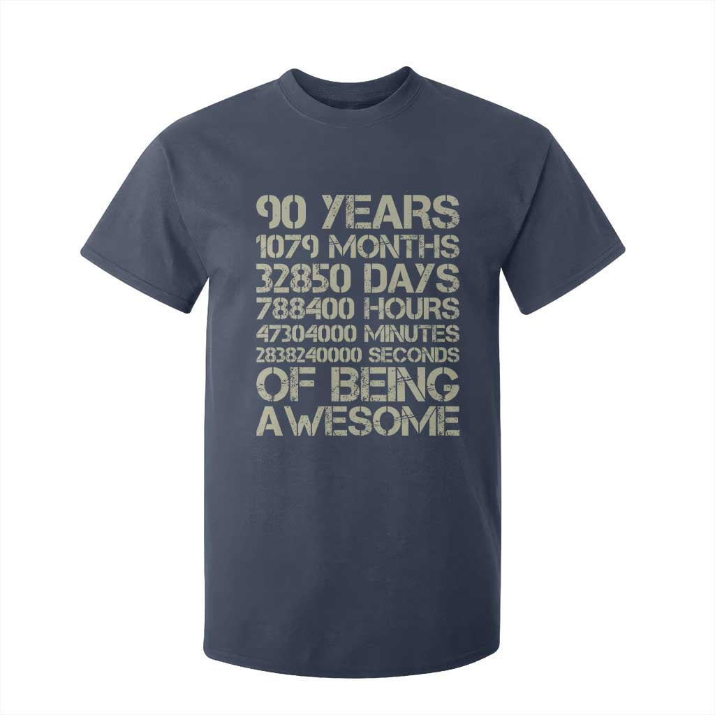 90 Years Of Being Awesome T Shirt For Kid 90th Birthday Gift Idea TS12 Navy Print Your Wear