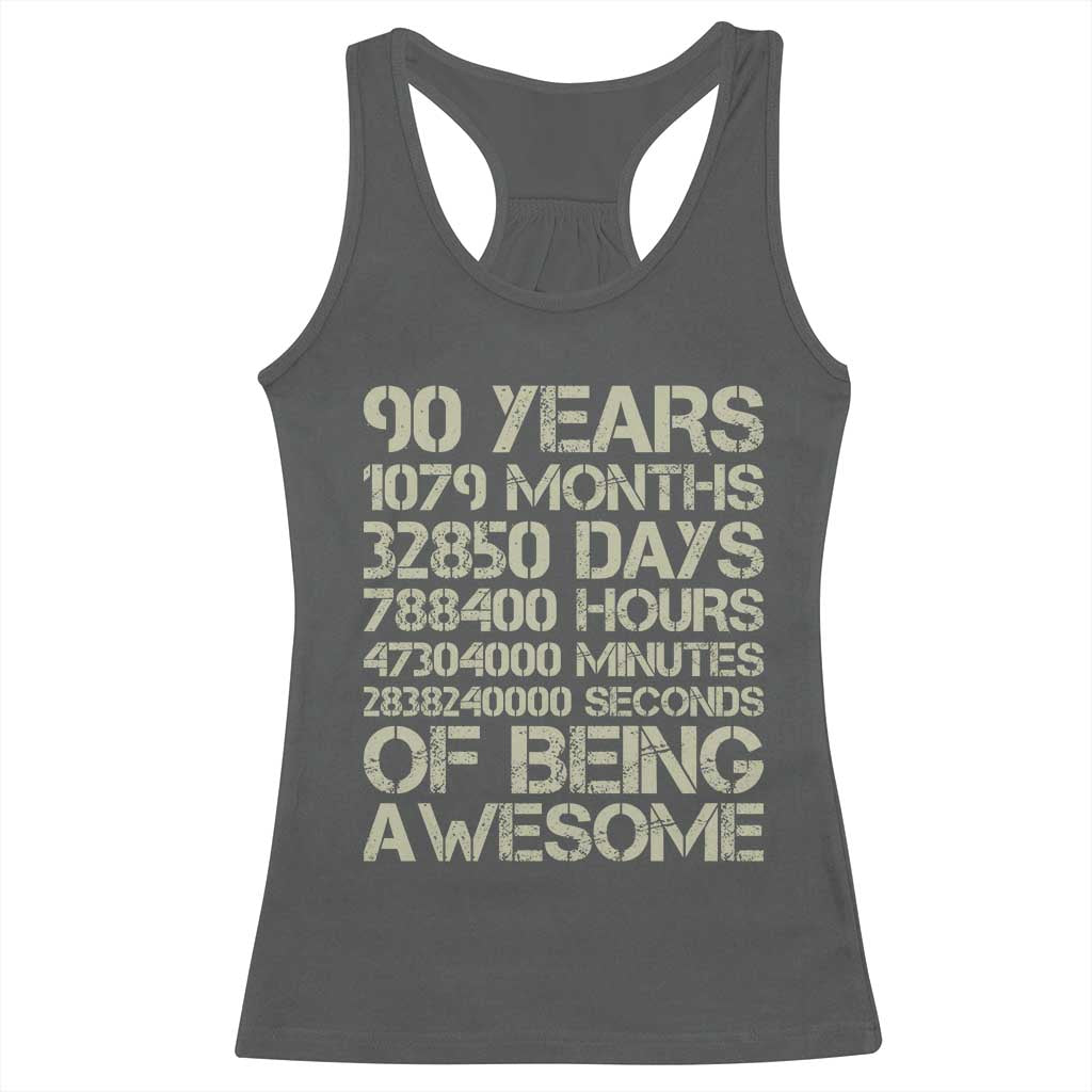 90 Years Of Being Awesome Racerback Tank Top 90th Birthday Gift Idea TS12 Dark Heather Print Your Wear