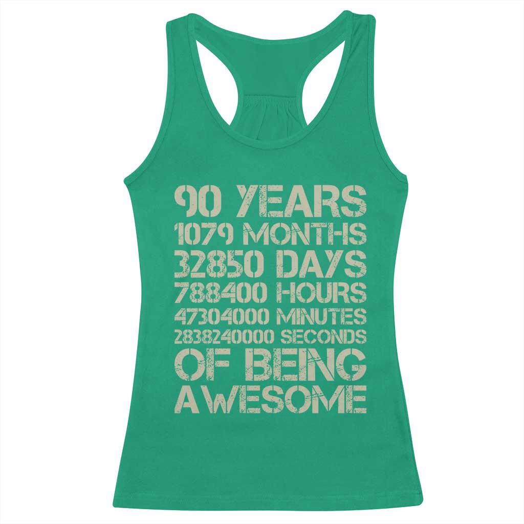 90 Years Of Being Awesome Racerback Tank Top 90th Birthday Gift Idea TS12 Irish Green Print Your Wear