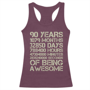 90 Years Of Being Awesome Racerback Tank Top 90th Birthday Gift Idea TS12 Maroon Print Your Wear