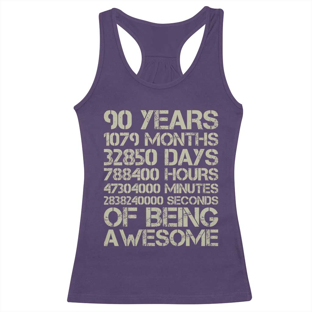 90 Years Of Being Awesome Racerback Tank Top 90th Birthday Gift Idea TS12 Purple Print Your Wear