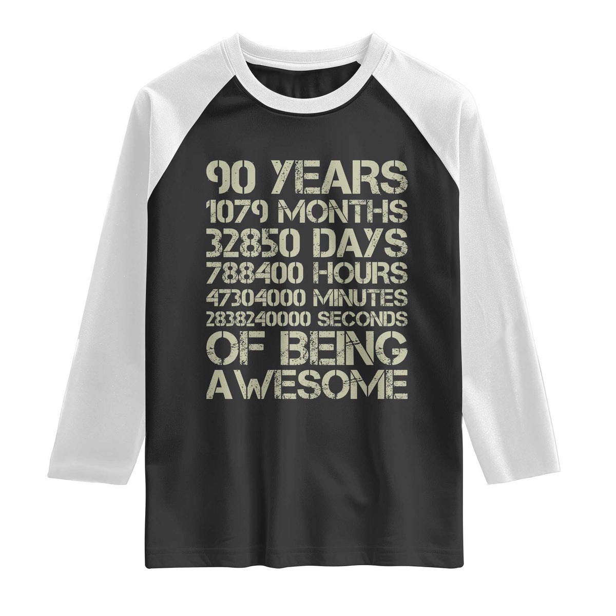 90 Years Of Being Awesome Raglan Shirt 90th Birthday Gift Idea TS12 Black White Print Your Wear