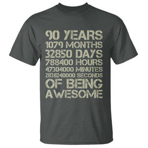 90 Years Of Being Awesome T Shirt 90th Birthday Gift Idea TS12 Dark Heather Print Your Wear