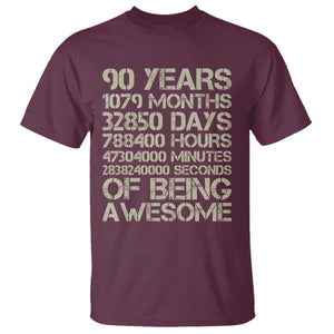 90 Years Of Being Awesome T Shirt 90th Birthday Gift Idea TS12 Maroon Print Your Wear