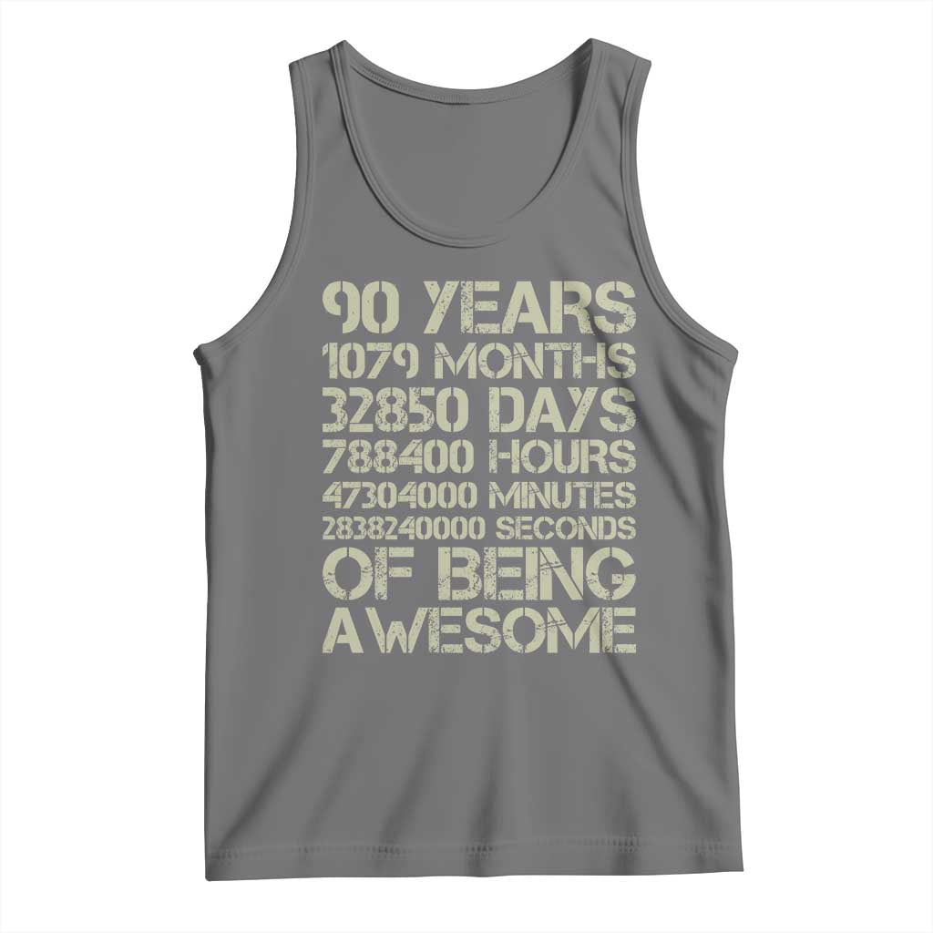 90 Years Of Being Awesome Tank Top 90th Birthday Gift Idea TS12 Black Heather Print Your Wear