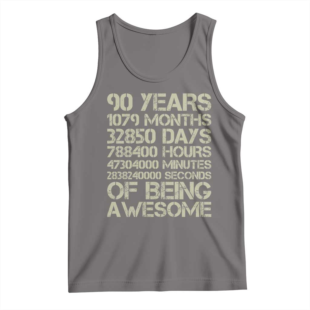 90 Years Of Being Awesome Tank Top 90th Birthday Gift Idea TS12 Deep Heather Print Your Wear