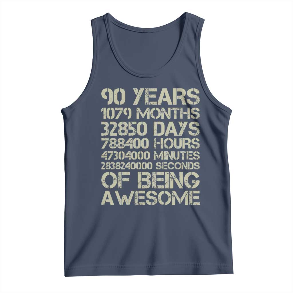 90 Years Of Being Awesome Tank Top 90th Birthday Gift Idea TS12 Navy Print Your Wear