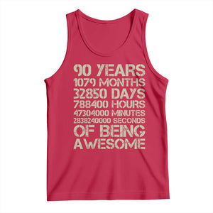 90 Years Of Being Awesome Tank Top 90th Birthday Gift Idea TS12 Red Print Your Wear