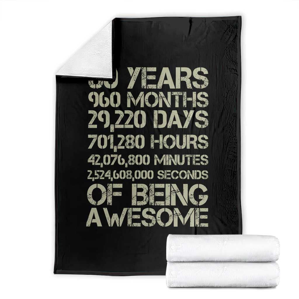 Vintage 80th Birthday Gift Throw Blanket 80 Years Of Being Awesome TS12 Black Print Your Wear