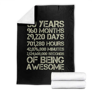 Vintage 80th Birthday Gift Throw Blanket 80 Years Of Being Awesome TS12 Black Print Your Wear