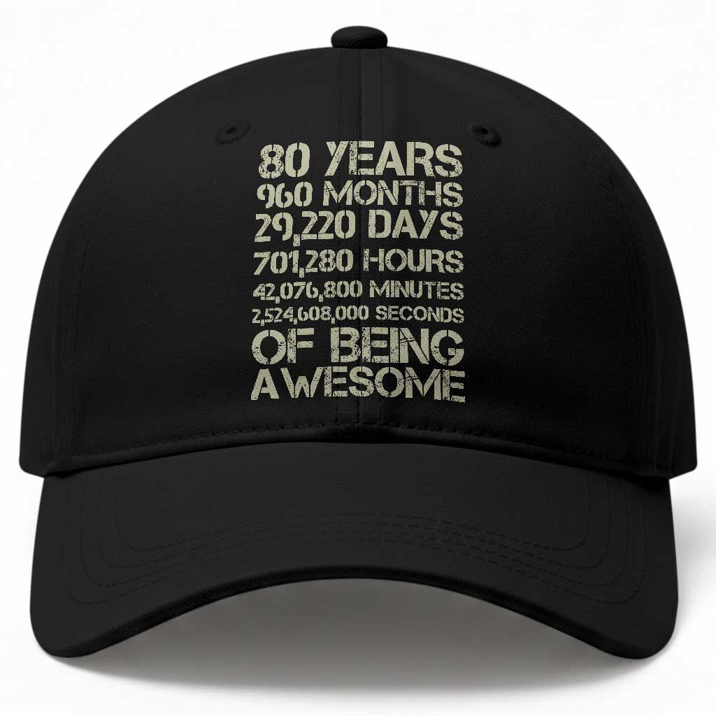 Vintage 80th Birthday Gift Baseball Cap 80 Years Of Being Awesome TS12 Print Your Wear
