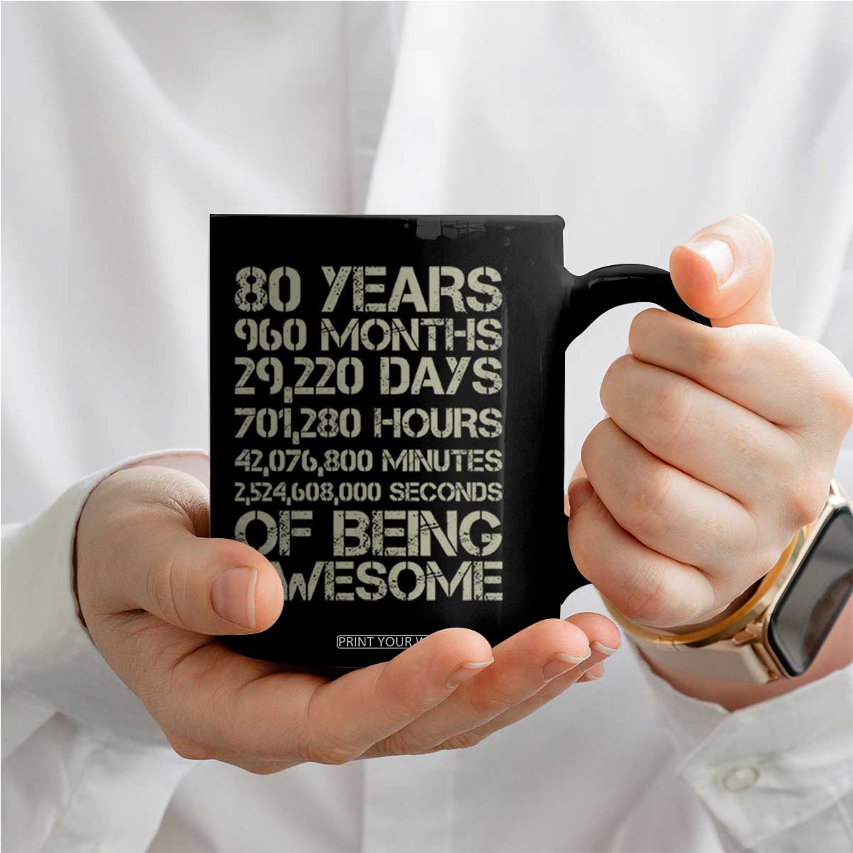Vintage 80th Birthday Gift Coffee Mug 80 Years Of Being Awesome TS12 Print Your Wear
