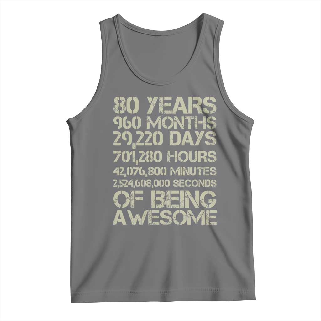 Vintage 80th Birthday Gift Tank Top 80 Years Of Being Awesome TS12 Black Heather Print Your Wear