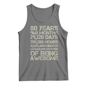 Vintage 80th Birthday Gift Tank Top 80 Years Of Being Awesome TS12 Black Heather Print Your Wear