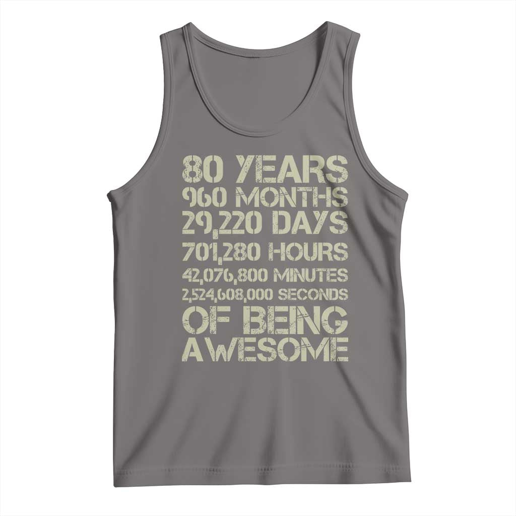Vintage 80th Birthday Gift Tank Top 80 Years Of Being Awesome TS12 Deep Heather Print Your Wear
