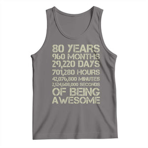 Vintage 80th Birthday Gift Tank Top 80 Years Of Being Awesome TS12 Deep Heather Print Your Wear