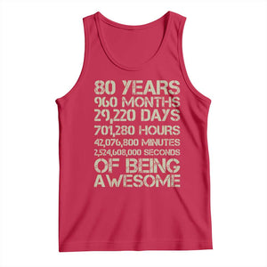 Vintage 80th Birthday Gift Tank Top 80 Years Of Being Awesome TS12 Red Print Your Wear