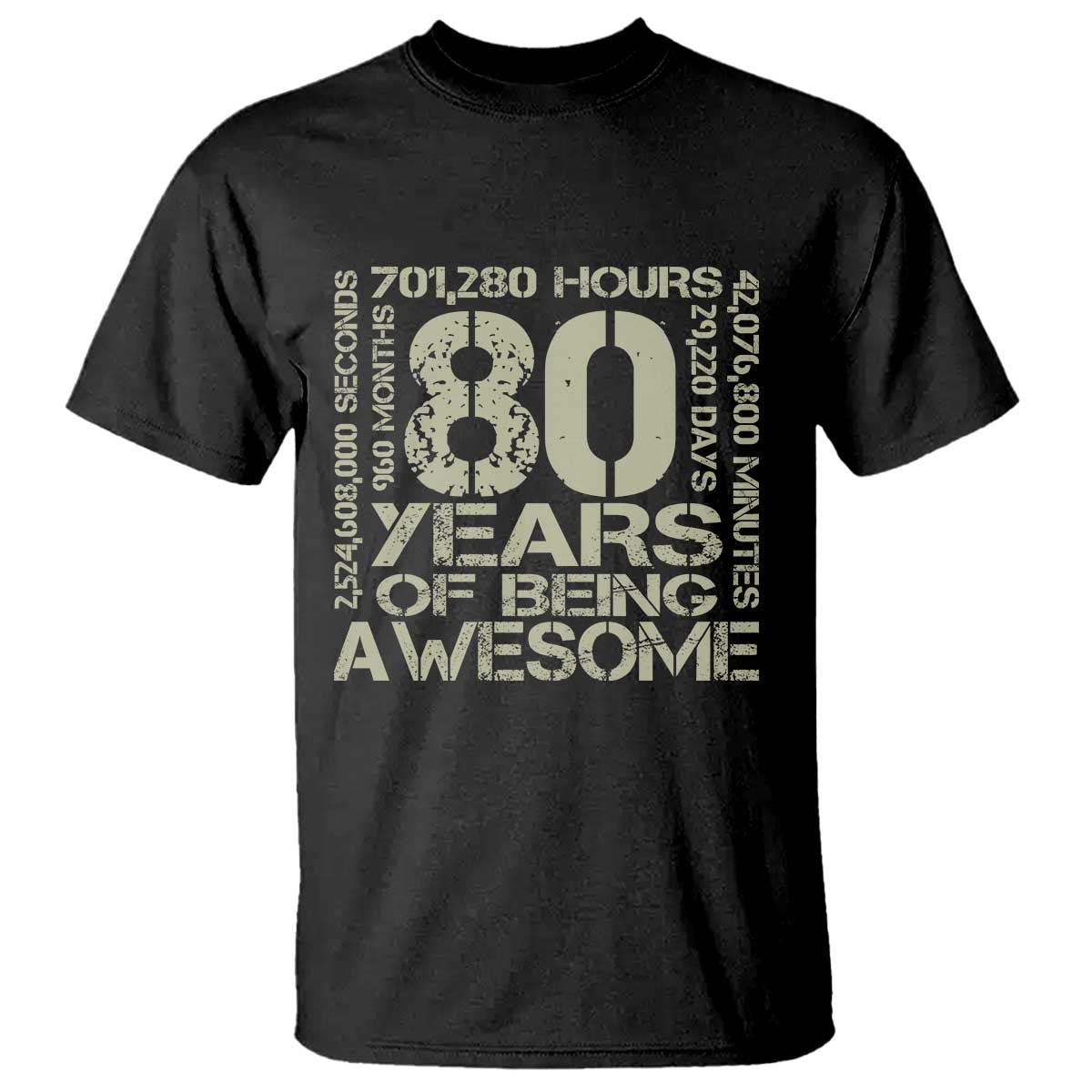 80th Milestone Birthday T Shirt 80 Years Of Being Awesome TS12 Black Print Your Wear