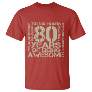 80th Milestone Birthday T Shirt 80 Years Of Being Awesome TS12 Red Print Your Wear