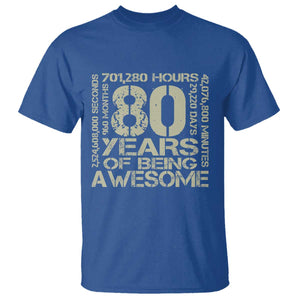 80th Milestone Birthday T Shirt 80 Years Of Being Awesome TS12 Royal Blue Print Your Wear