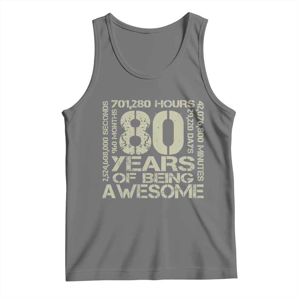 80th Milestone Birthday Tank Top 80 Years Of Being Awesome TS12 Black Heather Print Your Wear