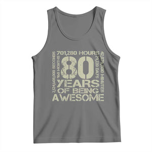 80th Milestone Birthday Tank Top 80 Years Of Being Awesome TS12 Black Heather Print Your Wear