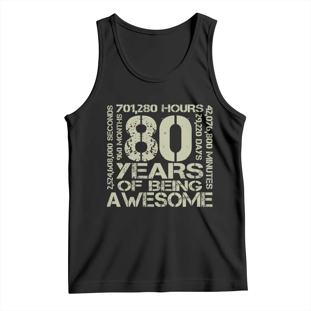 80th Milestone Birthday Tank Top 80 Years Of Being Awesome TS12 Black Print Your Wear