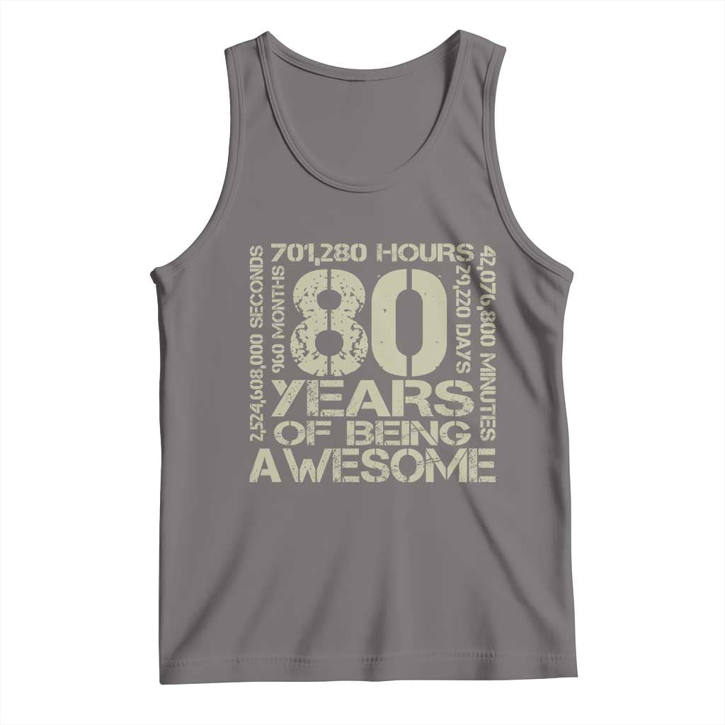 80th Milestone Birthday Tank Top 80 Years Of Being Awesome TS12 Deep Heather Print Your Wear