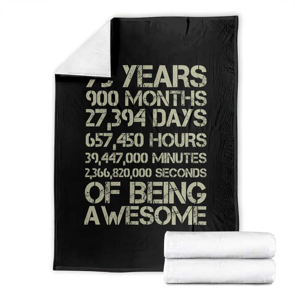 Vintage 75th Milestone Birthday Throw Blanket 75 Years Of Being Awesome TS12 Black Print Your Wear
