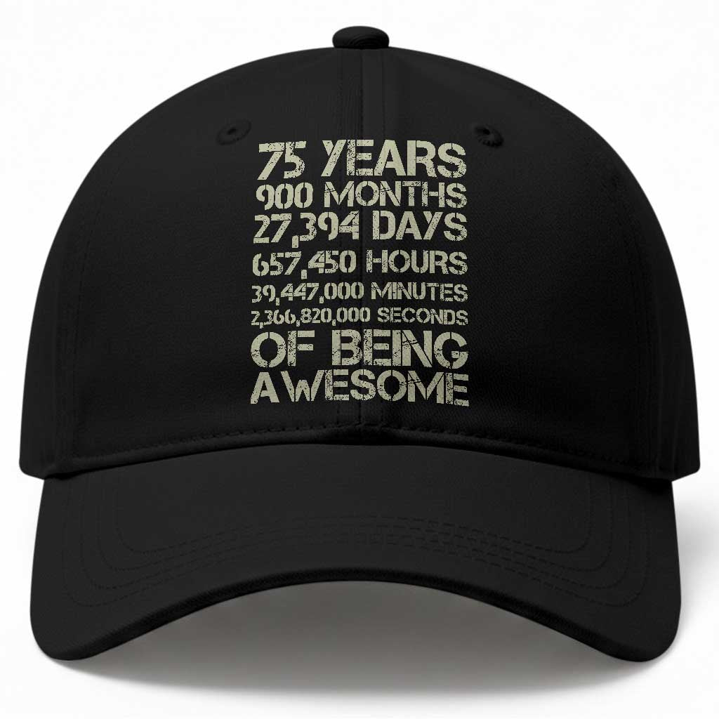 Vintage 75th Milestone Birthday Baseball Cap 75 Years Of Being Awesome TS12 Print Your Wear