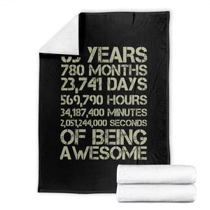 65th Milestone Birthday Gift Throw Blanket 65 Years Of Being Awesome TS12 Black Print Your Wear